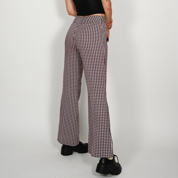 vintage 1970s high waist plaid flared pants - image 4