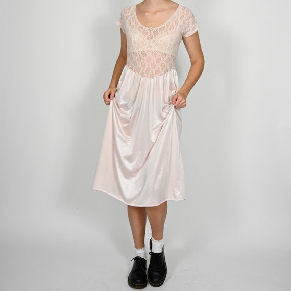 Vintage 1980s baby pink slip dress - image 4