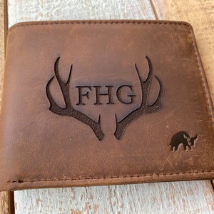 Cadeau pour chasseur, portefeuille en cuir de vachette, portefeuille pour homme avec porte-carte de crédit, cadeau personnalisé pour homme, cadeaux pour lui, cadeaux papa