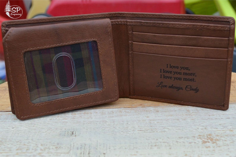 Mens Engraved Wallet Leather Bifold Wallet for Men RFID Etsy