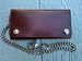 Handmade Long Leather Wallet, Biker Wallet With Chain, Antique Finish Leather Wallet With Snaps, Made In The USA. 18” Detachable Chain 