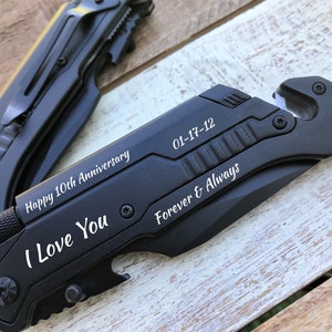 Husband Anniversary Gift 10 Year Anniversary Gifts For Men, Gift For Husband, Folding Knife, Pocket Knife, Engraved Knife image 6