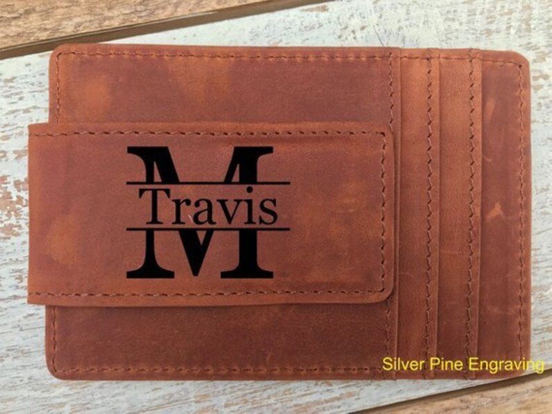 Money Clip Personalized Leather Wallet Leather Money Clip Etsy - image 0