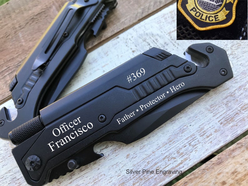 Personalized Police Gift, Gift For Husband, Police Officer Gifts, Personalized Knife For Him, Mens Engraved Knife, Thin Blue Line 