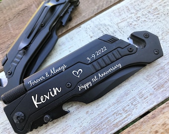 1st Year Anniversary, Gift For Husband, Personalized Pocket, Gift For Him, Multi Tool Tactical Knife, Gifts For Men