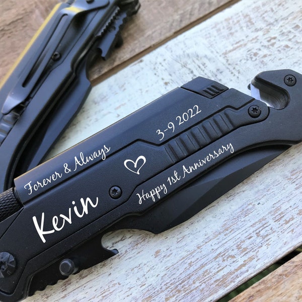 1st Year Anniversary, Gift For Husband, Personalized Pocket, Gift For Him, Multi Tool Tactical Knife, Gifts For Men