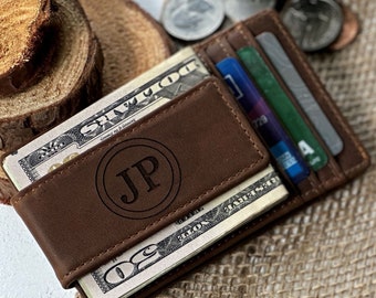 Gift For Men, Personalized Leather Money Clip, Gift For Him, Slim Wallet, Clip Wallets, Gift For Boyfriend, Gift For Husband