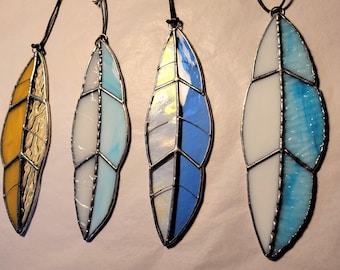 Stained Glass Feather Suncatcher: Colorful Window Ornament