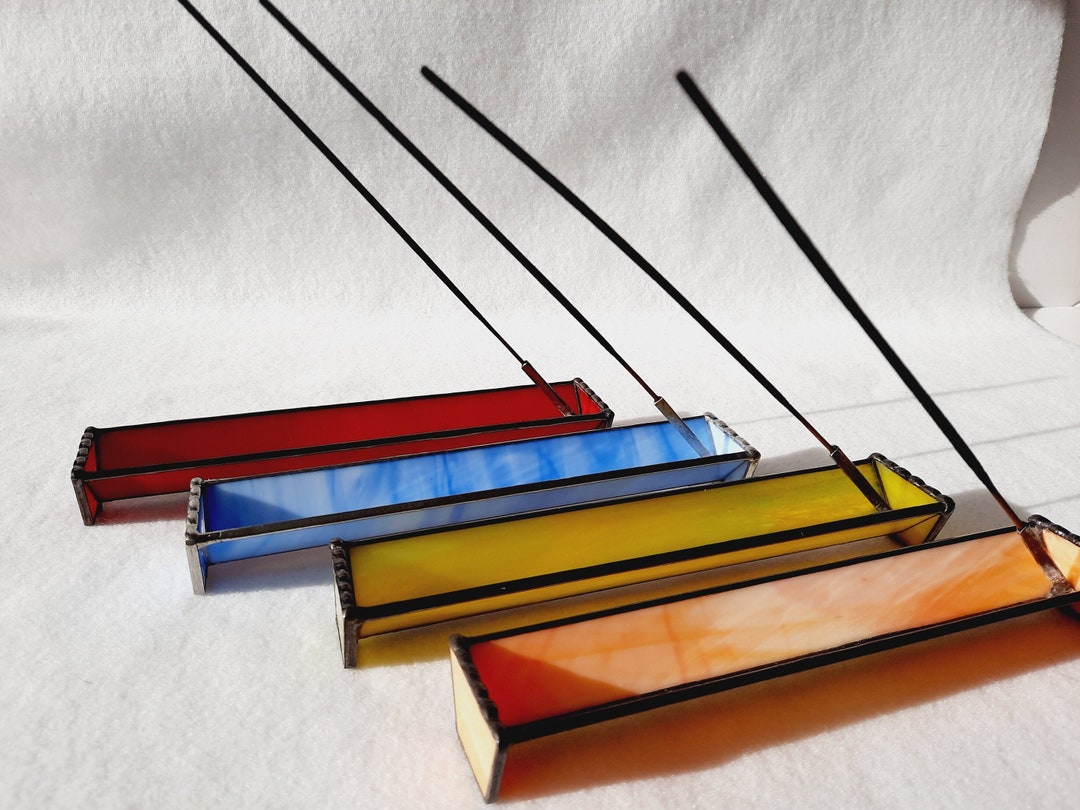 Stained Glass Incense Stick Holder With Ash Catcher Would Be a Boho