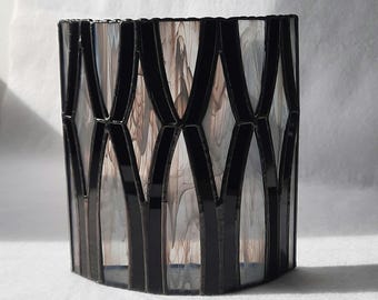 Stained Glass Geometric Candle Holder: Modern Home Accent Decor