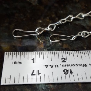 16 gauge Jack Chain-Silver finish sold by the foot & comes with 2 lanyard hooks for easy attachment for stained glass window panels