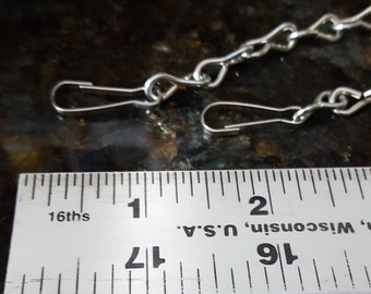 Silver Finish Jack Chain, 16 Gauge with Lanyard Hooks - Sold by the Foot