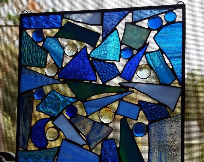 Abstract Hanging Stained Glass Panel or Window Artwindow Etsy