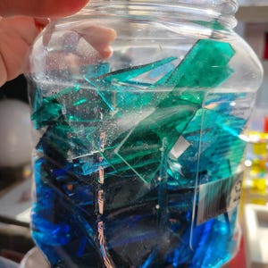 Stained Glass Scrap Pieces for Mosaics, 1 Pound Assortment Transpt turquoises