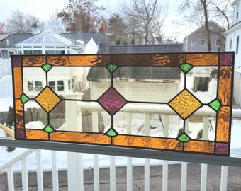 Victorian Stained Glass Window Panel, Traditional Style Transom,  Made to Order
