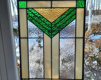 Liam Mission Stained Glass Window Panel, Craftsman Style