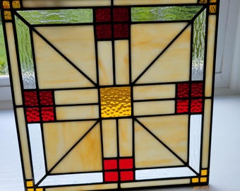 Dean Mission Stained Glass Window Panel, Craftsman Style