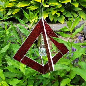 Stained Glass Garden Spinner with Prism: Rainbow Maker Mobile