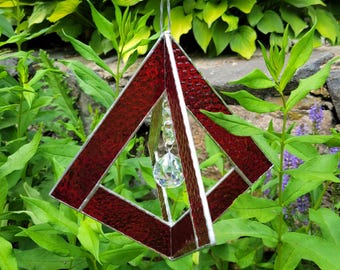 Stained Glass Garden Spinner with Prism: Rainbow Maker Mobile