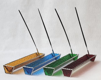 Stained Glass Incense Stick Holder, Handmade Ash Catcher, Boho Decor