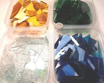 Stained Glass Scrap Pieces for Mosaics, 1 Pound Assortment