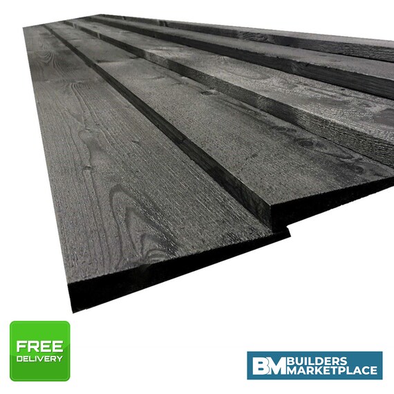 Black Painted Feather Edge Boards Fence Panels Cladding Etsy UK