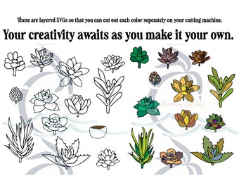 Plant Cutting File - Succulent SVG - Succulent Plants - SVG files for Cricut or Silhouette - PNG - Plant Svg