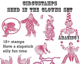 CIRCUSTAMPS CLOWNS 18+ UNmounted rubber stamps, Vintage circus, carnival, slapstick