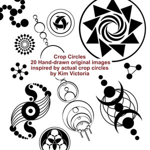 Círculos de cultivos imprimibles, ilustraciones digitales, geometría sagrada, 20 diseños dibujados a mano, arte místico, flor de la vida, semilla de la vida