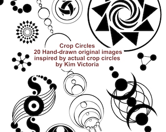 Crop Circles, Sacred Geometry 20 Hand-Drawn Clip Art Illustrations, Digital Download, England, Celtic