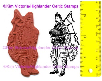 Scottish Highland Piper, Bagpipes, Scotland, Highland Games, Parade Kilt, Rubber Stamp #349
