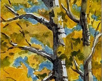 Aspen Gold Watercolor Painting