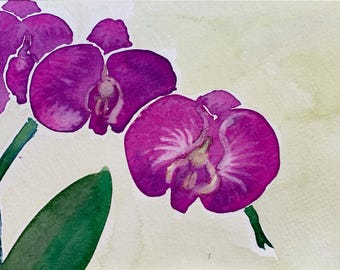 Purple Orchid Watercolor Painting