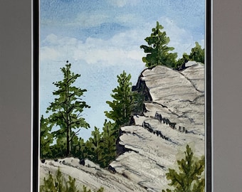 Spearfish Canyon Cliff Landscape Watercolor Painting