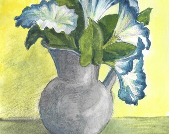 Morning Glory Still Life Watercolor Painting