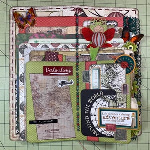 Layered Travel Journal Scrapbook Handmade Large Junk Journal Lapbook, Vintage Vibe, Beaded Spine