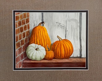 Pumpkins Still Life Watercolor Painting
