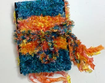 Writing Journal with Playful Yarn Weave Cover & Crochet Borders