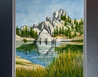 Sylvan Lake Reflections Landscape Watercolor Painting