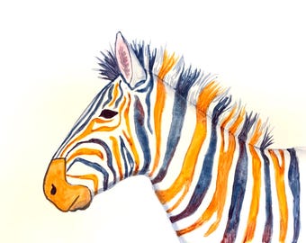 Colorful Zebra Watercolor Painting