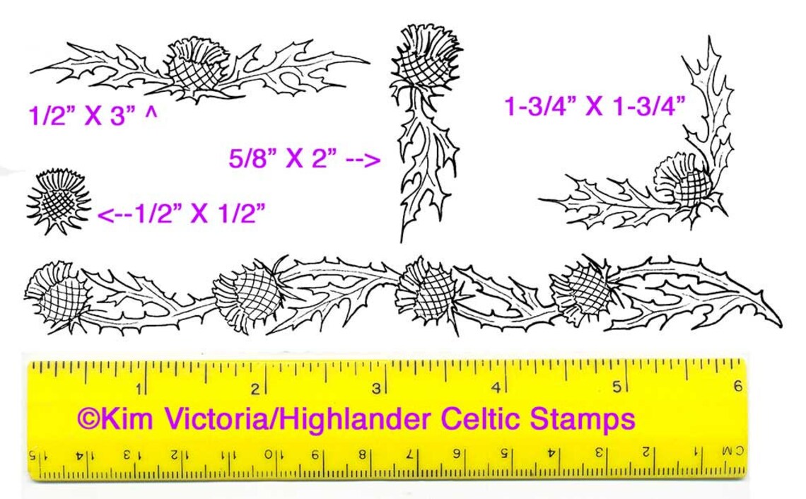 Scottish Thistle Border Set of 5 Unmounted Rubber Stamps Etsy