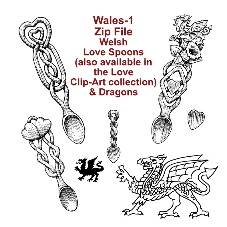 Wales Cornwall Clip Art Printables Hand drawn Illustrations digital 