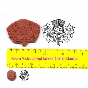 Thistle Rubber Stamp Scottish #128 and mini #174, Flower of Scotland, Heraldry, Flower