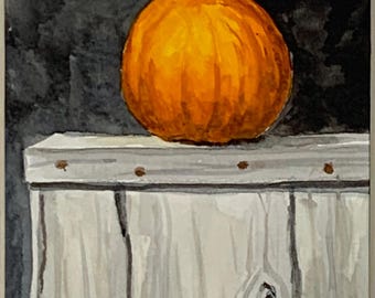 Pumpkin Solo Watercolor Painting