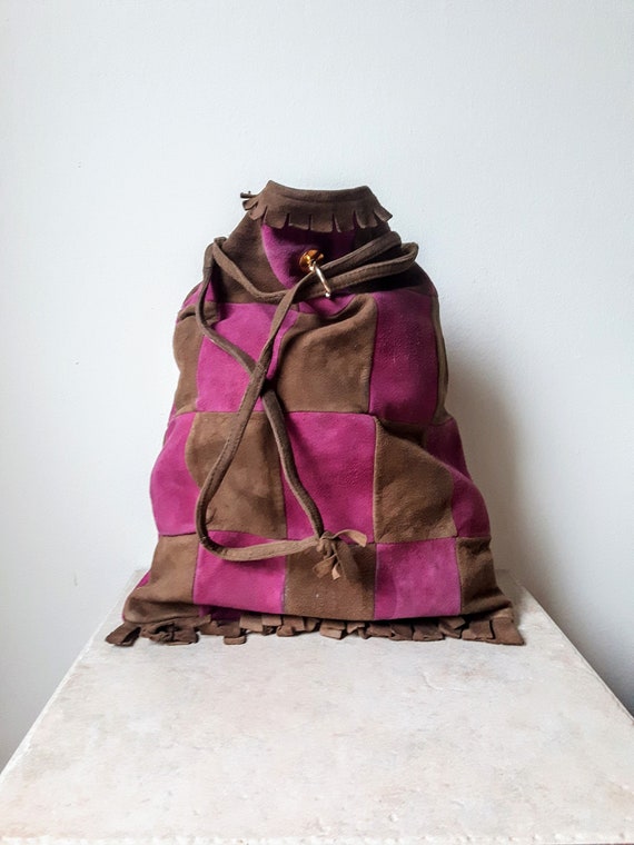 Bohemian Fringe Drawstring Purse | Suede Leather S