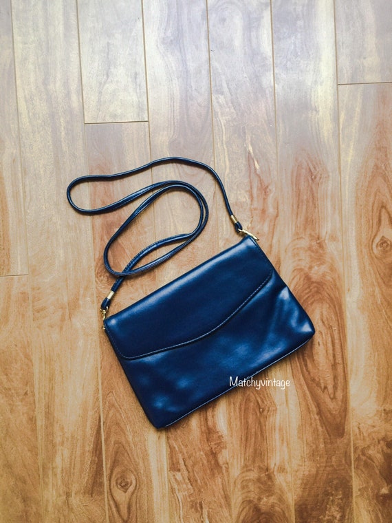 Navy Blue 80s 90s Retro Shoulder Clutch Bag | Smal