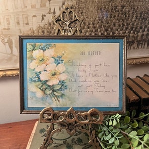 Early Vintage Art Deco “For Mother” Mother’s Day Poem Framed Print: Ca. 1934