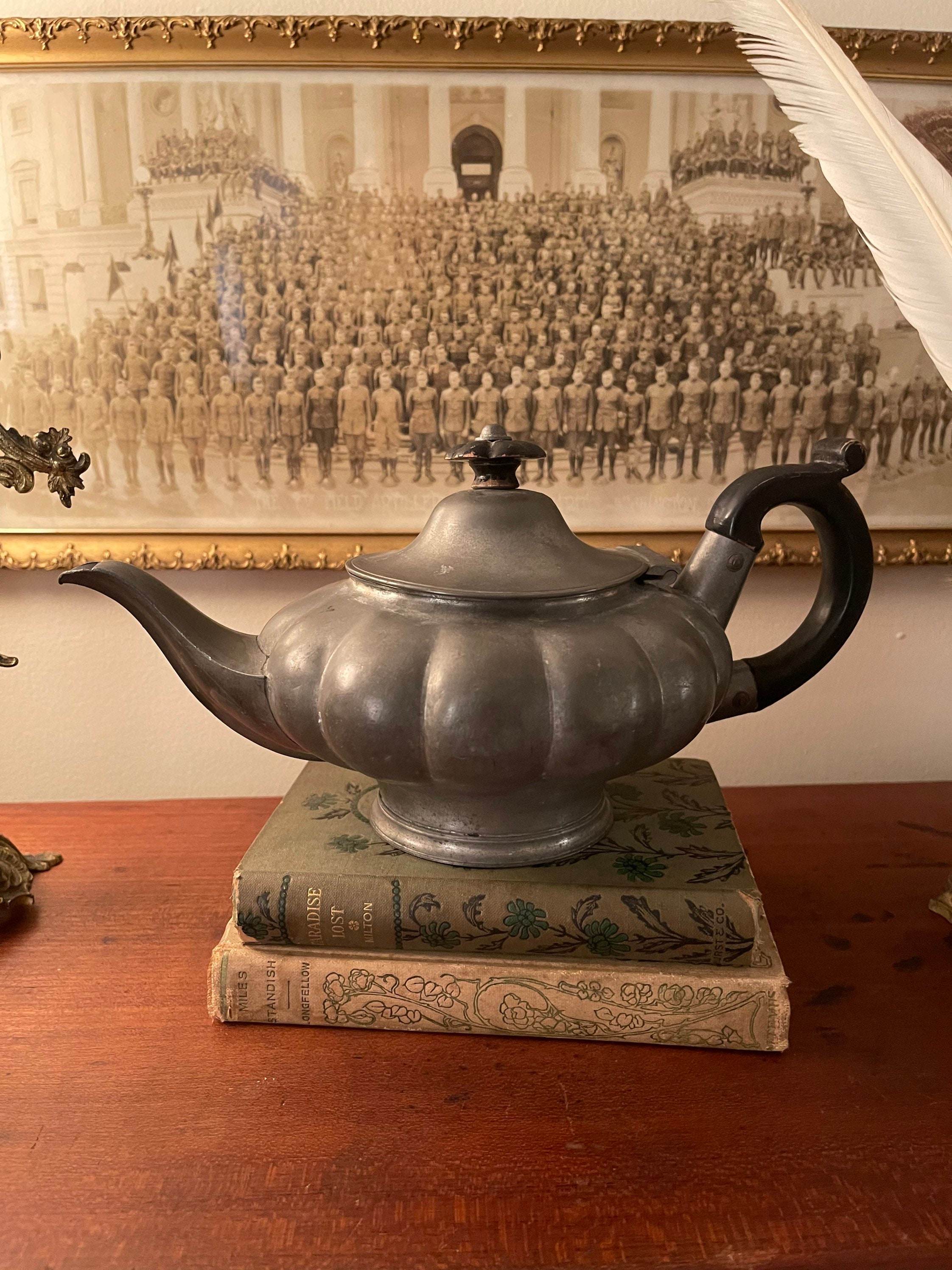 Antique Broadhead & Atkin Sheffield Pewter Teapot W/ Wooden Etsy