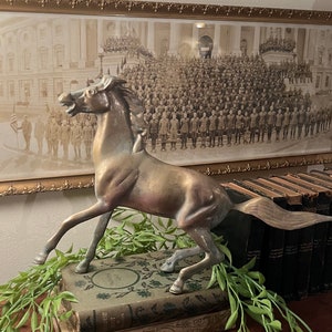 Vintage Retro Brass Horse Sculpture/Figurine w/ Patina: Sculpture of Rearing Horse
