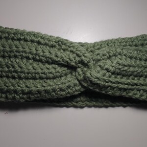 Crochet Headband Ribbed Chunky Green